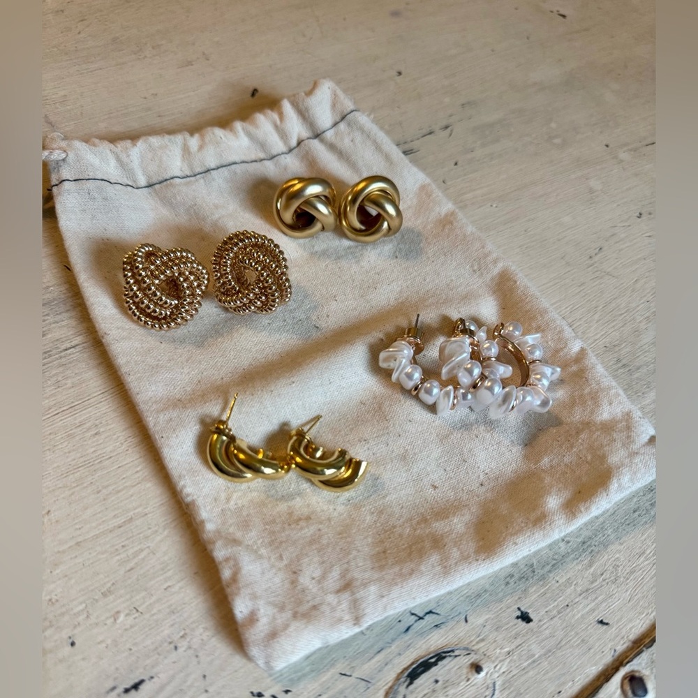 Assorted Elegant Gold Stud/Hoop Earring Sets